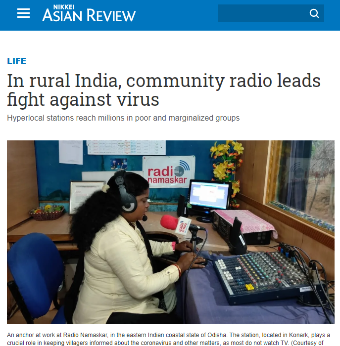 The report in Asian Review opens with a photograph of the studio of Radio Namaskar, located in the state of Odisha on the east coast of India