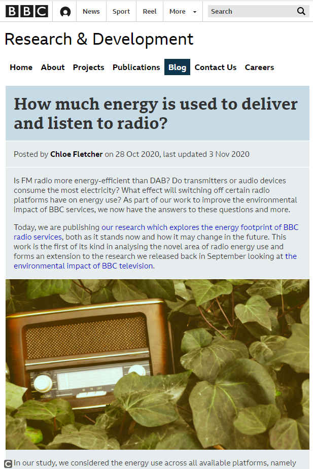 Is analog FM more energy efficient than Dab? Does it consume more electricity to transmit or receive programs? In the UK now have the answers 
