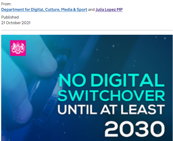  NO FM SWITCH-OFF UNTIL AT LEAST 2030