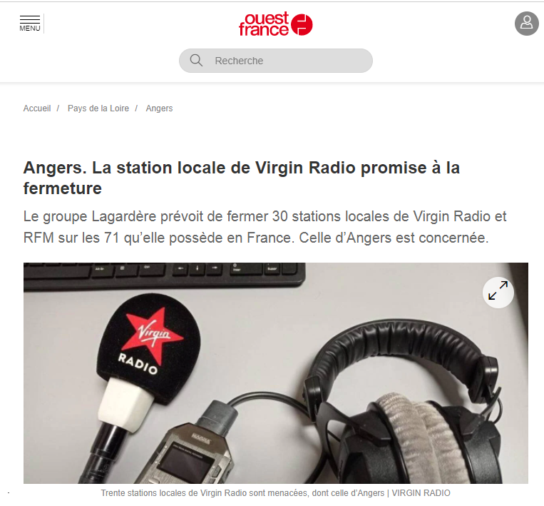 LAGARDÈRE CLOSES THREE LOCAL SITES OF VIRGIN RADIO AND RFM