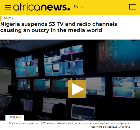 Nigeria suspends 53 TV and radio channels causing an outcry in the media world