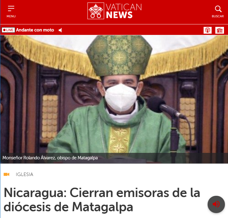 EIGHT CATHOLIC RADIO STATIONS IN NICARAGUA SHUT DOWN