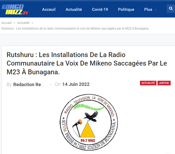 Director André Byamungu, reached in his shelter by Congo Buzz TV staff, said that the transmitter, mixer and microphones were stolen and the studio and sound insulation on the walls damaged