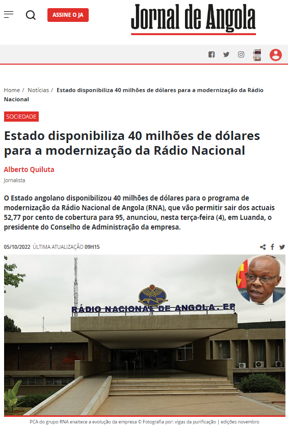 Founded in 1977, two years after the end of the civil war for independence, Radio Nacional de Angola is based in the capital Luanda