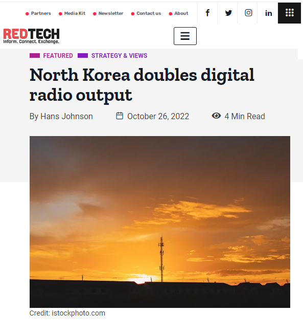 RedTech, a French technology magazine, analyses the possible reasons why Kim Jong-un's regime switched on a new digital shortwave transmitter